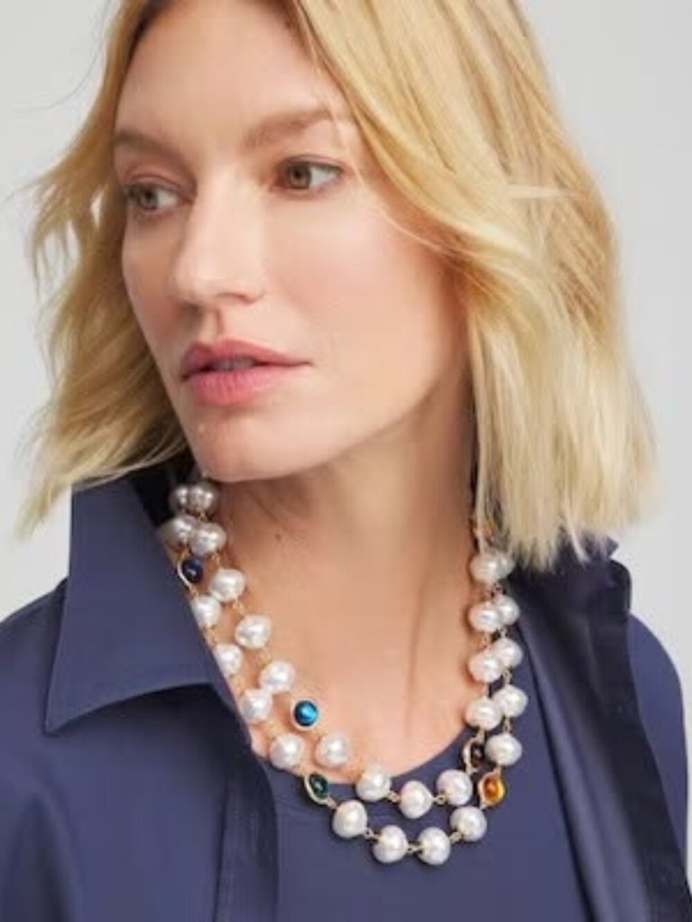 nwt chicos faux pearl single strand necklace